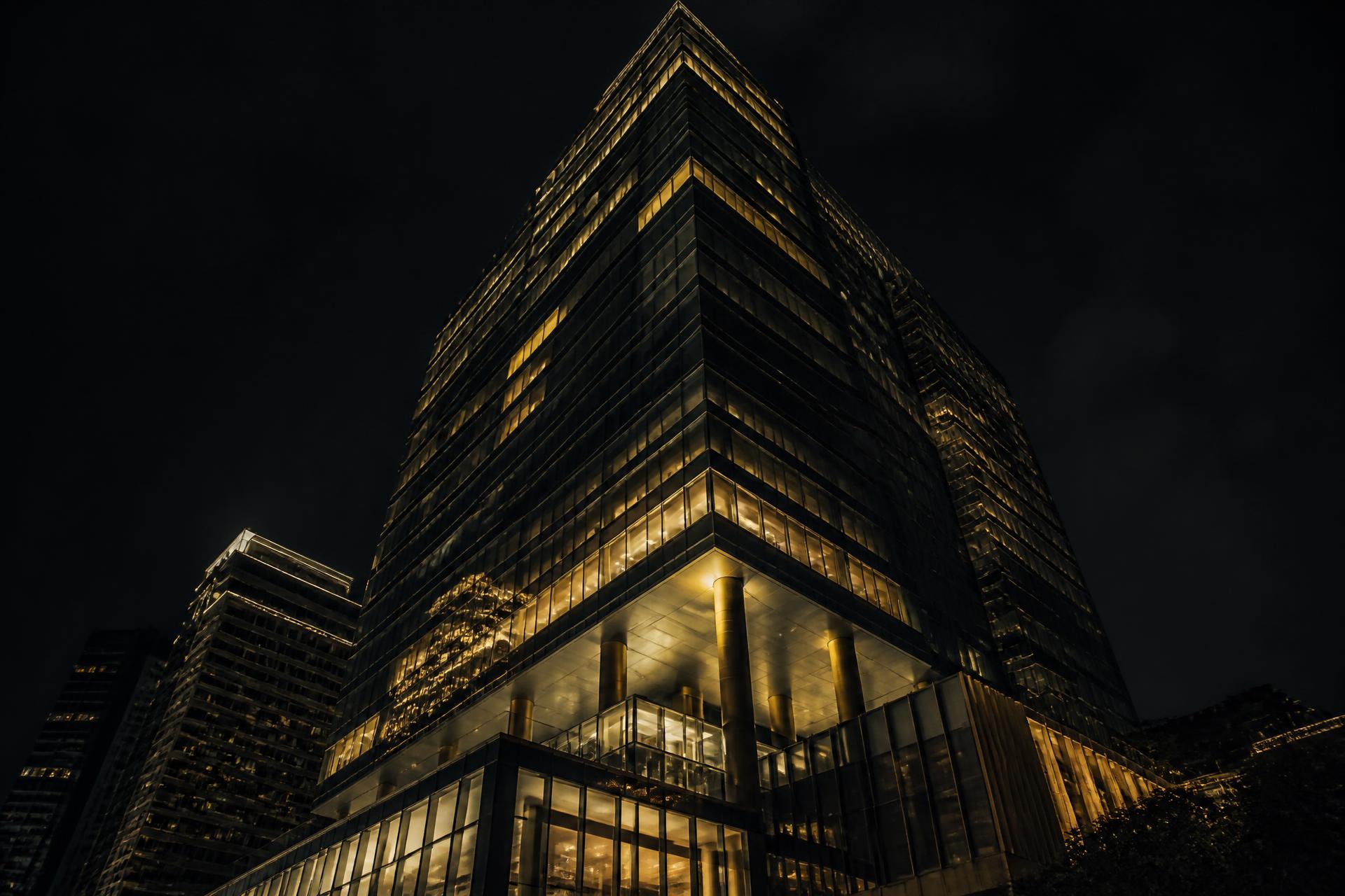 Bürohochhaus im Geschäftsviertel Şişli in Istanbul bei Nacht